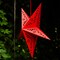 In the Breeze 9176 — Red Paper Star Lantern — Hanging Party and Home Décor with Painted Gold Accents — Handmade, Dyed Paper